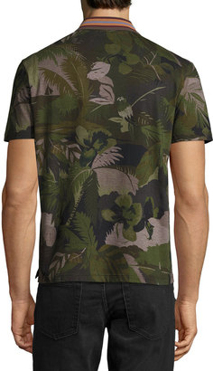 Valentino Tropical-Print Polo Shirt, Green