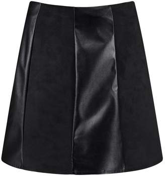 boohoo Avah Suedette & Leather Look Panelled Mini Skirt