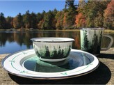 Thumbnail for your product : Golden Rabbit Forest Trees Set of 4 Enameled Sandwich Plates