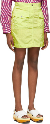 Dries Van Noten Green Nylon Crinkled Miniskirt