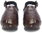 Thumbnail for your product : Avec Modération Ruka Crocodile-effect Leather Slingback Clogs - Dark Brown