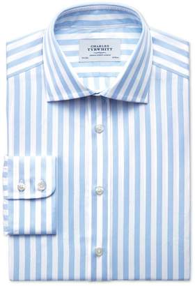 Charles Tyrwhitt Classic Fit Semi-Cutaway Collar Egyptian Cotton Stripe Sky Blue Formal Shirt Single Cuff Size 18/35