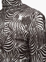 Thumbnail for your product : Paco Rabanne Hawaiian Palm-print Lurex And Velvet Midi Dress - Black Silver