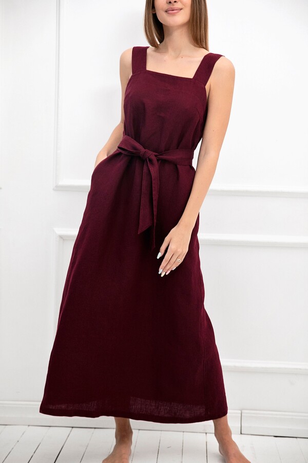 Etsy Long 100% Linen Dress/ 1214