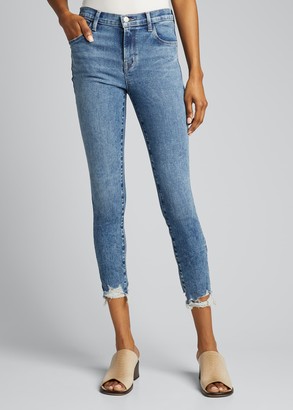 J Brand Alana High-Rise Crop Skinny Jeans with Destroyed Hem