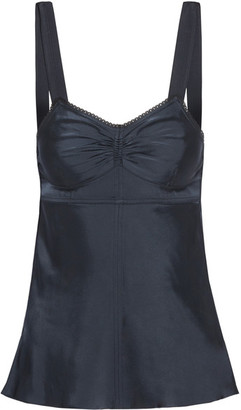 Helmut Lang Lace-trimmed Satin Camisole - Midnight blue