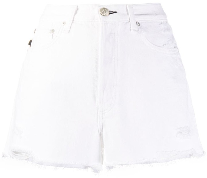womens white ripped shorts