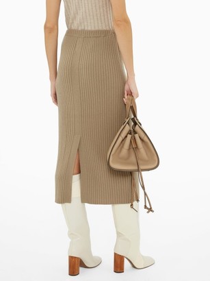 Allude Rib-knitted Cashmere Midi Skirt - Brown