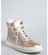 Thumbnail for your product : Giuseppe Zanotti pink metallic leather studded zip high-top sneakers