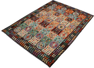 Ceporah Tribal/Geometric/Southwestern Handmade Hand-Woven Rectangle 8'9" x 11'10" Wool Area Rug in Blue/Brown
