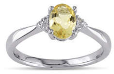 Concerto Citrine Sterling Silver and 0.03 TCW Diamond Ring