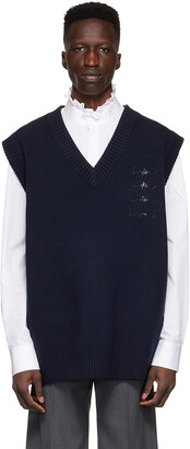 we11done Navy Wool Vest