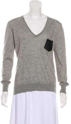 The Kooples Cashmere Leather-Accented Sweater