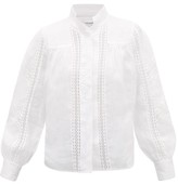 Thumbnail for your product : Frame Diamond Lace-insert Ramie Blouse - White