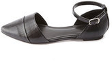 Thumbnail for your product : Charlotte Russe Textured Ankle Strap Pointed Toe D'Orsay Flats