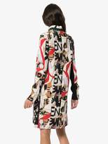 Thumbnail for your product : Burberry Graffiti Archive Scarf Print Silk Wool Shift Dress