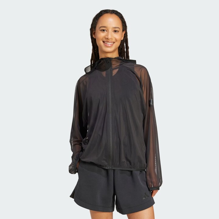 adidas Soft Lux Mesh Full-Zip Hoodie Black XS Womens