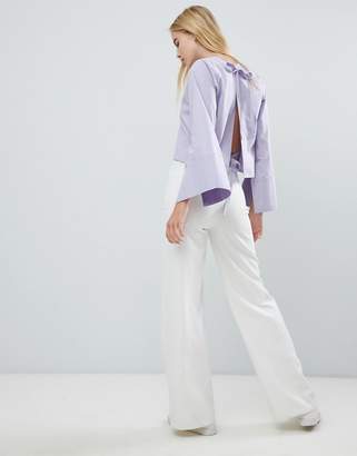 House Of Sunny Open Back Top With Wide Sleeve