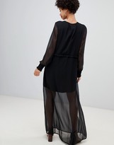 Thumbnail for your product : Vero Moda chiffon sheer maxi dress with cuff detail in black