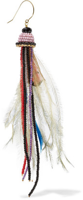 Etro Bead And Feather Earrings - Red