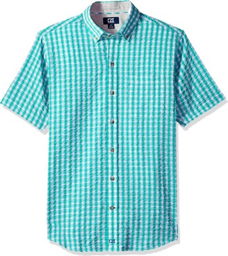 Cutter & Buck Men's Plaid Short Sleeve Button Shirt