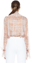 Thumbnail for your product : Alexander McQueen Ruffle Printed Bow Silk Top