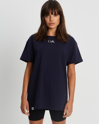 Calli - Women's Blue Basic T-Shirts - Oversized T-Shirt - Size XS at The Iconic