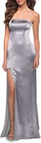 Thumbnail for your product : La Femme Strapless Stretch Satin Trumpet Gown