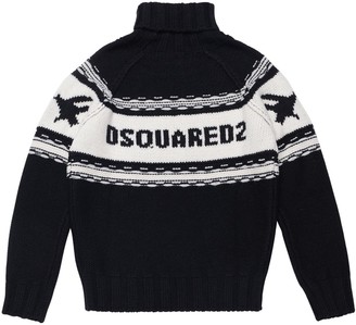 DSQUARED2 Logo Intarsia Wool Blend Knit Sweater