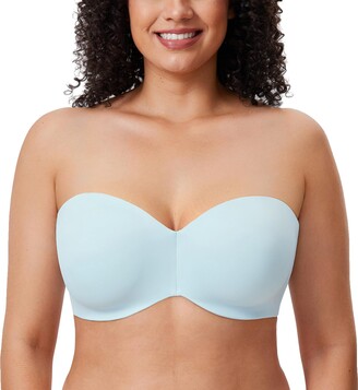 DELIMIRA Women's Strapless Bras Silicone-Free Bandeau Underwire Non Padded  Minimiser Bra for Bigger Bust Baby Blue 40C - ShopStyle Plus Size Lingerie