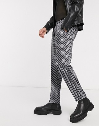 One Above Another tailored pants in geometric print