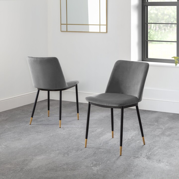 Dunelm Delaunay Set of 2 Dining Chairs, Velvet Grey ShopStyle
