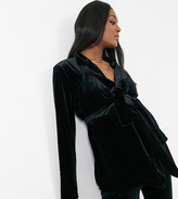 Thumbnail for your product : ASOS Maternity DESIGN Maternity jersey wrap suit blazer in black velvet