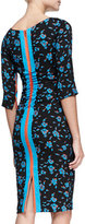 Thumbnail for your product : Tracy Reese 3/4-Sleeve Ruched-Waist Floral Sheath Dress