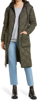Treasure & Bond Long Hooded Quilted Coat