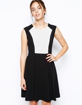 Thumbnail for your product : Little Mistress Skater Dress with PU Laser Cut Panel