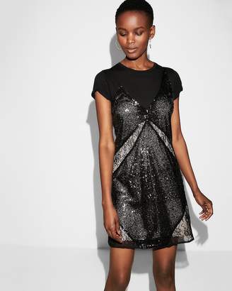 Express Sequin Lace Cami Shift Dress