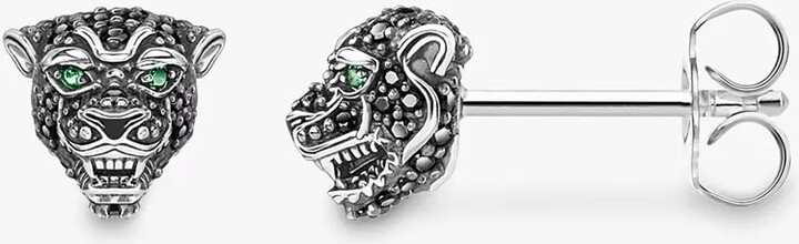 Thomas Sabo Unisex Black Cat Zirconia Pave Stud Earrings ShopStyle