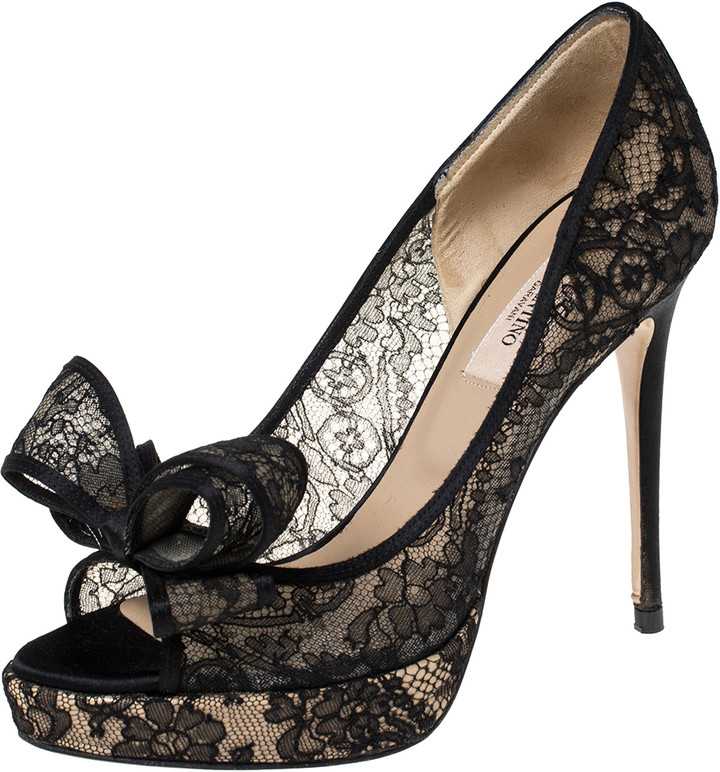 Valentino Lace Bow Pumps | Shop the world's largest collection of fashion |  ShopStyle