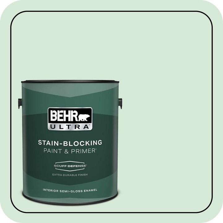 BEHR ULTRA 1 gal. #M410-1 Jade Mist Extra Durable Semi-Gloss Enamel Interior Paint & Primer