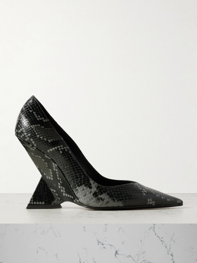 ATTICO Cheope Snake-effect Leather Pumps - Animal print