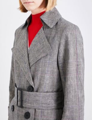 Mo&Co. Welsh plaid cotton-blend trench coat