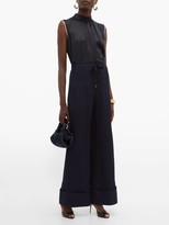 Thumbnail for your product : Roland Mouret Betterton Checked-jacquard Silk Trousers - Navy