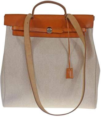 Hermes Vintage Herbag Beige Cloth Handbag