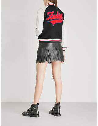 Zadig & Voltaire Birdie wool-blend and leather bomber jacket