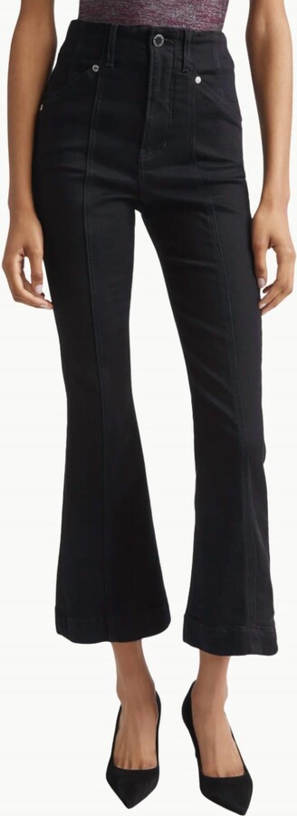 Veronica Beard Carson High Rise Ankle Flare With Mid Seam Jeans In Onyx