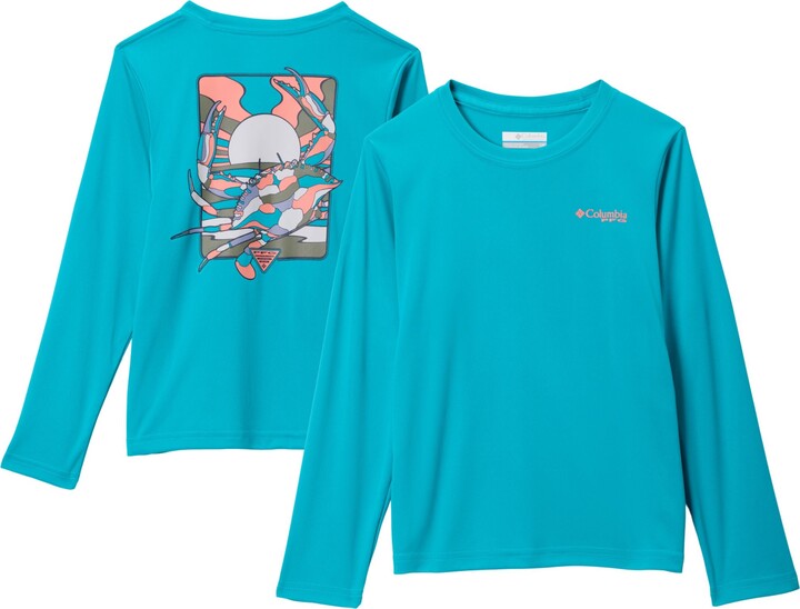 Columbia Boys' PFG Terminal Tackle Fish Shine Long Sleeve Shirt, Small, Ocean Teal