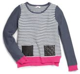 Thumbnail for your product : Design History Girl's Faux Leather Stripe Sweater
