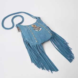 River Island Womens Blue embellished tassel brooch cross body bag