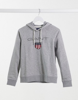 Gant logo hoodie in gray - ShopStyle